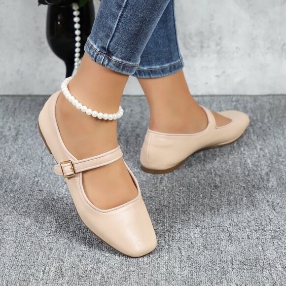 Natural Cushioned Insole Classic Mary Jane Ballet Flat Adjustable Ankle Strap - Picture 4 of 11